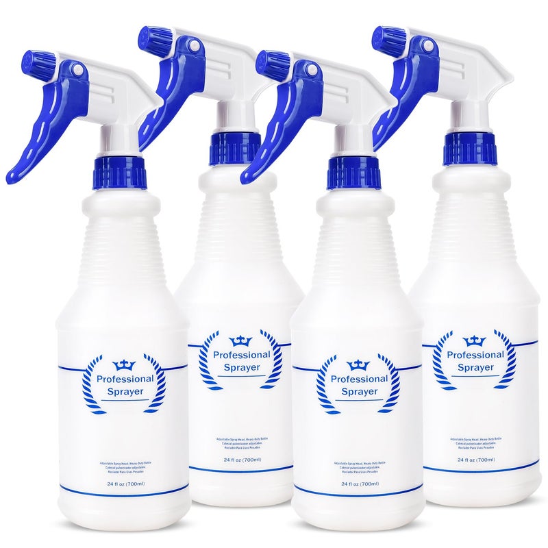 Bealee Plastic Spray Bottles 4 Pack, 24 Oz, All-Purpose Sprayer for Cleaning Solutions, Heavy Duty Spraying Leak Proof Mist Empty Water Bottle for Planting, BBQ, Pet with Adjustable Nozzle, Blue - Image 1